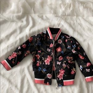 Toddler Sateen Floral Print Bomber Jacket